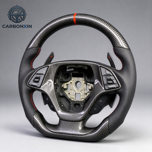 Volant personnalisé en fibre de carbone mate avec palettes de changement de vitesse pour Chevrolet Corvette C7, accessoires intérieurs - Product Image 1
