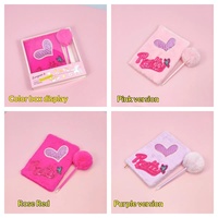 Coffret Cadeau Carnet et Stylo en Peluche, Reliure Piquée, Forme Cœur, Souvenir Saint-Valentin, Ensemble de Journal Créatif Style Frais