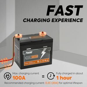 ราคาขายส่ง PowMr แบตเตอรี่เก็บพลังงาน 100AH 12.8V รองรับการเชื่อมต่อแบบ 4 ต่อเรียง สำหรับการจัดเก็บพลังงานภายในบ้าน อายุการใช้งานยาวนาน - Product Image 2