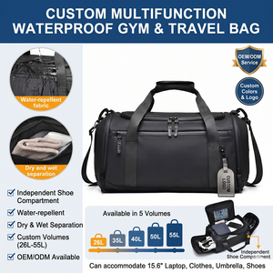 Sac de sport imperméable personnalisé pour homme, sac de voyage avec séparation sec/humide et compartiment à chaussures indépendant - Product Image 1