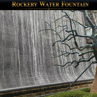 Fontaine d'eau rocheuse naturelle et éclatante avec éclairage commercial RGB/Laser, étanche IP68, personnalisable, écologique, durable, télécommande IA