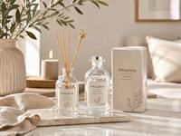 Logo personnalisable 200ml Bouteille d'aromathérapie ronde en verre de luxe Cylindre vide avec quantité minimale de commande bâton 100pcs