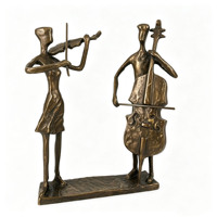 Sculptures abstraites en fonte Violon et Cello en duo, Ornement de performance musicale, Décoration de bureau pour musiciens, Cadeau artisanal pour magasin de pianos et bureau