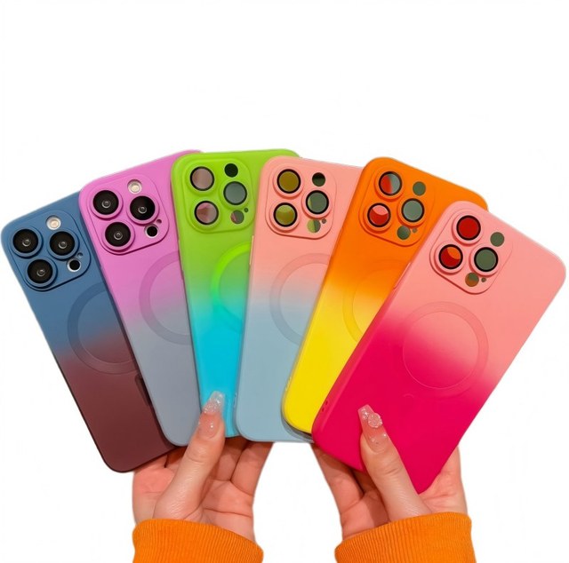 Dual Color Magnetic Phone Case for Women | Wireless Charging Compatible & Camera Protection | Fashion Gift Case with Neon Design