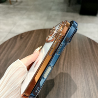 Étui de téléphone transparent brillant électroplaqué pour appareil photo, coque brillante pour EPhone 12/13/14/15/16/17 Pro Max/Air