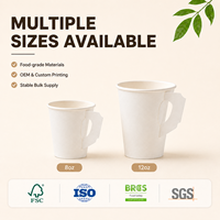 Vaso de Café Desechable con Asa, de Alta Calidad, Certificado para Uso Alimentario, Libre de BPA, No Tóxico, para el Café Matutino en Casa