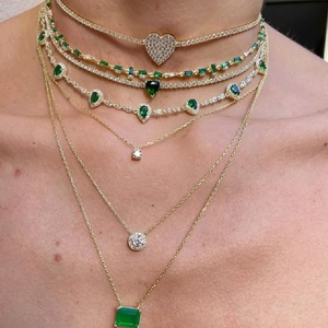 Collier ras du <span class=keywords><strong>cou</strong></span> chaîne tennis plaqué or 2026 avec zircons cubiques 5A colorés en forme <span class=keywords><strong>de</strong></span> goutte pour femme élégante - Product Image 5