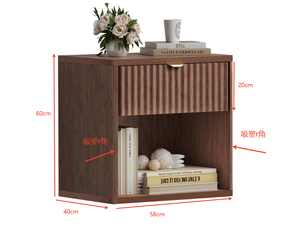 Modern 1-Drawer Solid Oak Wooden Bedside Table <strong>Mirrored</strong> Finish Foldable Design Smart Features LED Light-Nordic Style <strong>Nightstand</strong> - Product Image 5