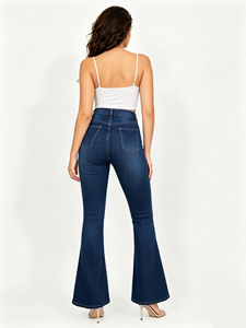 Vaqueros acampanados de cintura alta para mujer, pantalones de mezclilla elásticos que realzan los glúteos, corte ajustado, estilo vintage, pantalones acampanados, ropa urbana - Product Image 3