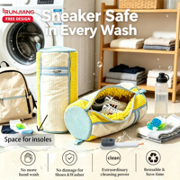 Lot de 4 sacs de lavage en chenille pour chaussures, sacs à linge pour baskets avec côtés en maille, sacs de protection pour chaussures pour machine à laver avec fermeture éclair, jaune
