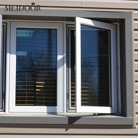 Ventanas Modernas de Aleación de Aluminio Meidoor NFRC con Rotura de Puente Térmico, Ventana Abatible de Doble Acristalamiento con Mosquitera, Certificación Energy Star para Cocina