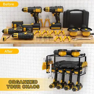 Organisateur d'outils électriques de garage Support de rangement pour perceuses électriques sans fil avec étagère pour l'atelier à domicile