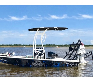 T-Top en aluminium Pro2 pour bateau à console centrale, avec cadre blanc enduit et auvent noir - Product Image 4
