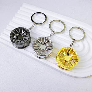 キーホルダーおもちゃゴールドカーホイールキーホルダーターボキーリングミニメタルBBSカーホイールハブリムキーリング3Dブラックメタルホイールキーチェーン - Product Image 4