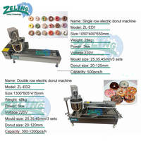 Máquina automática para hacer donas de una sola hilera, máquina eléctrica para freír donas, 500 piezas/h, mini máquina para hacer donas para panadería, cafetería, restaurante, puesto de comida