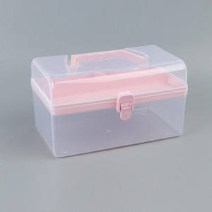 Transparent Plastic Tool Box Double Layer Nail Art Storage Organizer For Kids Rectangle 2.4L PP Material - Product Image 3