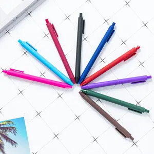 Hot Selling Amazon Groothandel Balpen Custom Logo Gedrukt Balpen Meerdere Kleuren Intrekbare Zacht Rubber Klik Plastic Pen