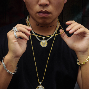 JINSE Leo <strong>Constel</strong> Lation Pendant <strong>Necklace</strong> Men's Gold Color Micro Pave Bling Zircon Charm <strong>Necklace</strong> Free Rope Chain Hiphop Jewelry - Product Image 2