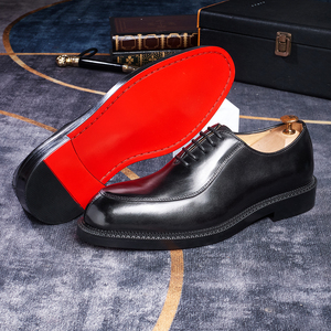 Soldes Flash Chaussures Homme Style Luxe Oxford en Cuir Véritable Semelle <span class=keywords><strong>Rouge</strong></span> Tendance pour Mariage et Affaires - Product Image 1