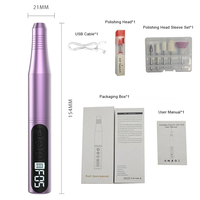 Vente en gros - Perceuse à ongles portable à haute vitesse 35000 tr/min, corps en acier inoxydable, moteur sans balais, rechargeable par USB, lime électrique pour ongles