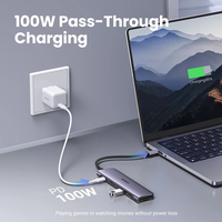 UGREEN CM195 Hub USB-C Aluminium Alloy 7-Port 4K HDTV Pengisian Daya 100W PD Pembaca Kartu Tipe-C untuk MacBook Pro/Air/iPad