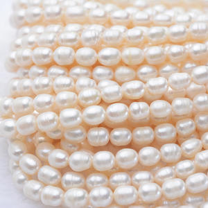 สร้อยคอมุกน้ำจืดสีชมพูอ่อน ขนาด 8-9 มม. คุณภาพดี รูปทรงข้าวสาร สำหรับงาน DIY แบบกึ่งสำเร็จรูป ขายส่ง - Product Image 1