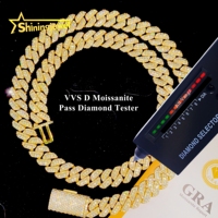 Offre Exceptionnelle Chaîne Maille Cubaine 10mm Bouton Design Moissanite Collier Bracelet Cubain Personnalisé Hip Hop Diamant Mailles Cubaines