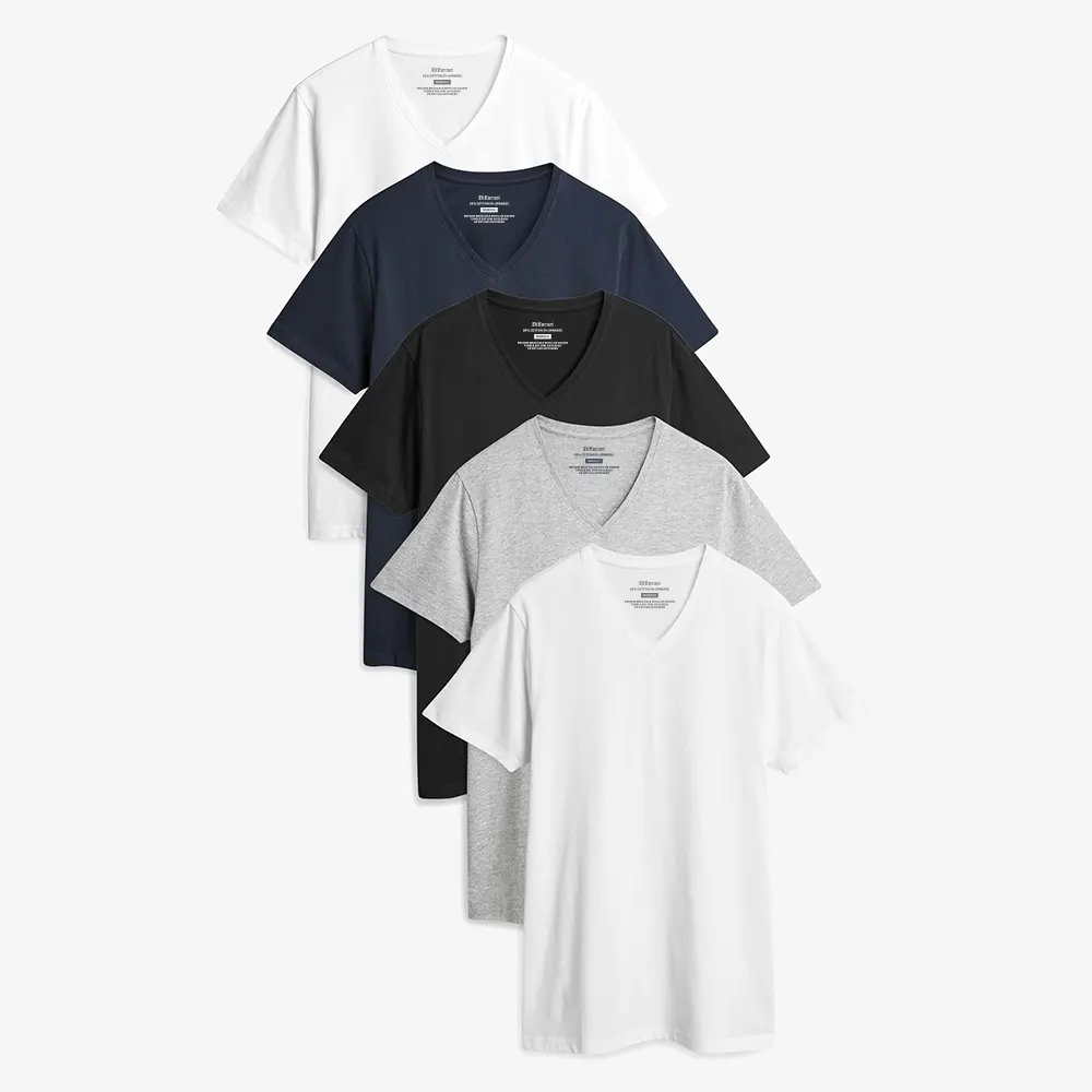 Oem Fabricant Premium Solid Classic T-shirts pour hommes Essential-T V Neck Cotton Short Sleeve Undershirt pour hommes