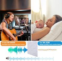 Panneaux muraux acoustiques blancs modernes WANFENG 30x30x1 cm, auto-adhésifs, en fibre de polyester absorbante, résistants à l'humidité, garantie 1 an
