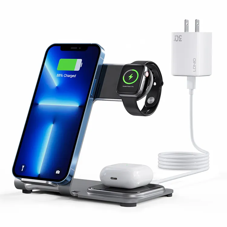 LDNIO Y9 Offre Spéciale produit chargeur sans fil Qi pour montre Airpods support de téléphones mobiles avec chargeur sans fil 3 en 1