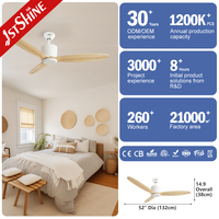 Ventilateur de plafond 1stshine à 3 pales en bois massif, simple, télécommandé, faible consommation d'énergie, compatible Alexa et Google