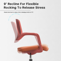 Chaise de bureau compacte traditionnelle, réglable en hauteur, pivotante, avec structure en PP, dossier respirant, légère, pour la maison et le bureau