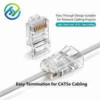 RJ45 8P8C CAT5e UTP Langkörper-Kristallstecker, Vergoldete Kontakte, Tief Eingelassener Modularer Stecker Anti-Oxidations-Beständig