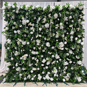 Mur de fleurs en tissu fait main pour décoration de mariage, toile de fond en tissu 8x8 pieds, décoration murale enroulable pour événements et fêtes - Product Image 4
