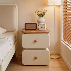 Table <span class=keywords><strong>de</strong></span> chevet ultra-étroite en bois massif, nouvelle armoire <span class=keywords><strong>de</strong></span> rangement ultra-étroite pour chambre à coucher, style bois naturel crème - Product Image 3