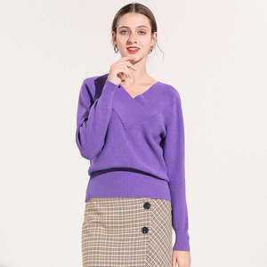 Nouveau 2021 Hiver Porte Décontracté Col en <span class=keywords><strong>V</strong></span> À Manches Longues Maigre Tricoté Pull Pulls Crop Top Pour Les Femmes - Product Image 3