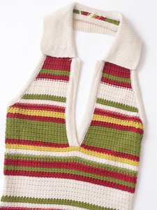 2025 dropship đại lý hợp thời trang phổ biến thời trang Polo Sọc dệt kim của phụ nữ Dresses - Product Image 3