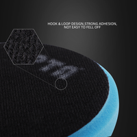 Tampon de polissage en mousse bleue SPTA pour plateau de support de 5 pouces, tampon de polissage à coupe moyenne pour polisseuses rotatives et DA, et perceuses