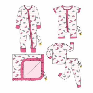 Meilleures ventes Automne/Hiver Combinaison bébé en bambou à manches longues et imprimé fruits, durable et extensible, pour usage quotidien - Product Image 6