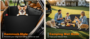Housse de siège de <span class=keywords><strong>voiture</strong></span> pour <span class=keywords><strong>chien</strong></span> en PU, pliable, imperméable, anti-rayures, style hamac en maille solide pour animaux, 2 ceintures de sécurité, matériau Oxford - Product Image 6