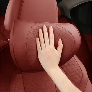 Bantal sandaran kepala kursi mobil, kelas atas kulit dan leher lembut lateks pendukung punggung bantal Lumbar multifungsi selimut bantal Interior mobil