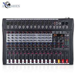 มิกเซอร์เสียงอเนกประสงค์ AOSHEN RX12-RTS ระดับมืออาชีพ 12 ช่องสัญญาณ 24-DSP 48V Phantom USB ตัวเครื่องโลหะ สำหรับคาราโอเกะและดีเจ - Product Image 6