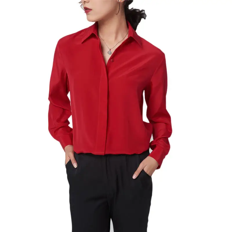 Blusas de logotipo personalizadas para mulheres, blusas para negócios, chiffon, manga longa, camisa de escritório para mulheres
