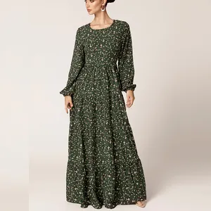 clothing manufacturer 2023 OEM/ODM women casual dresses women lady elegant Floral print cotton long sleeve Maxi Dress