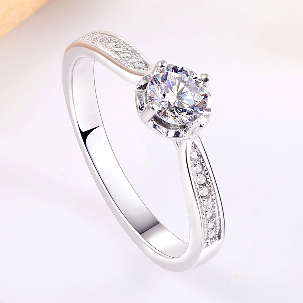 S925 Sterling Silver Ring Mosang Stone Ring Twisted Arm Six Claw Classic  Crown Proposal Light Luxury Women's Ring Handpiece