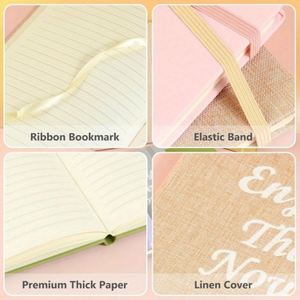 A5 100 GSM Thick Paper Linen Hardcover Lined <b>Journal</b> with Inspirational Design Dotted Binding Zhejiang China - Product Image 3