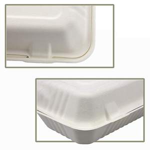 Disposable Compostable Biodegradable Bagasse Sugarcane Take Away Clamshell <strong>PET</strong> Bamboo Food Lids Parties Weddings Dinners - Product Image 3