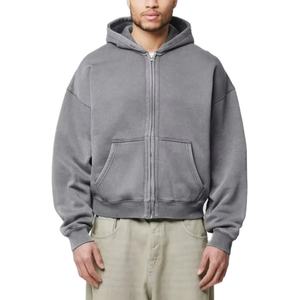 Fournisseur Fabricant sur mesure Haute qualité 100% coton Sweat à capuche oversize vintage à épaules tombantes lourd uni à fermeture éclair délavé à l'acide - Product Image 1