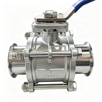 Vanne à boisseau sphérique sanitaire 3 pouces en acier inoxydable SS304, à raccord rapide Tri-Clamp, à plateforme haute, 3 pièces, de qualité alimentaire