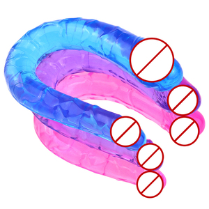 Dildo in Gel Morbido a Doppia Testa per Massaggio Vaginale e Anale, Giocattolo Sessuale per Donne e Uomini, Masturbatore - Product Image 2